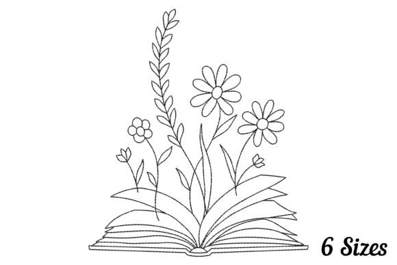 Book with Flower Bookworm Embroidery Design Review