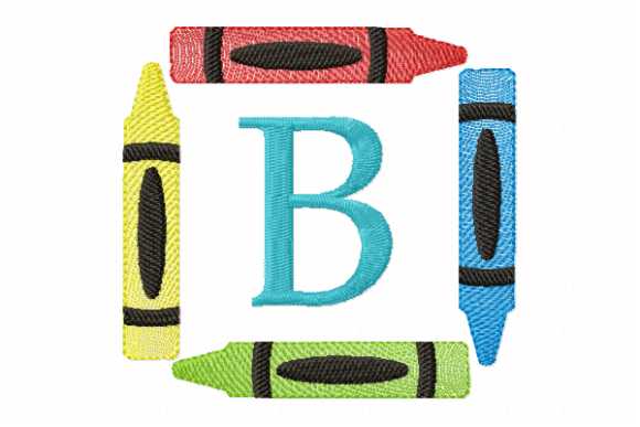 Crayons Frame Monogram Letter B: A Seasonal Embroidery Must-Have