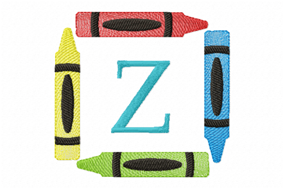 Crayons Frame Monogram Letter Z: A Sweet and Versatile Embroidery Design