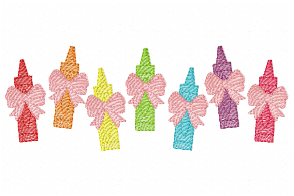 Crayons with Bows: A Whimsical Embroidery Design for Handmade Gifts