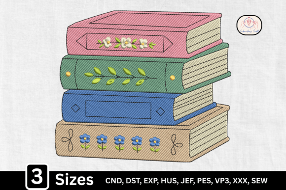 Floral Book Lover Stacked Book: A Seasonal Embroidery Gem